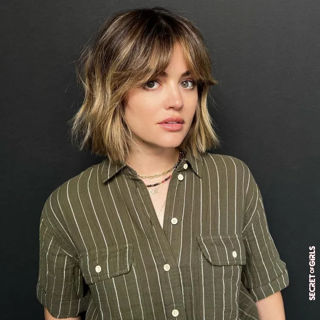 Trend Hairstyle For Short Hair 2022: Lucy Hale's Short Bob with Bangs