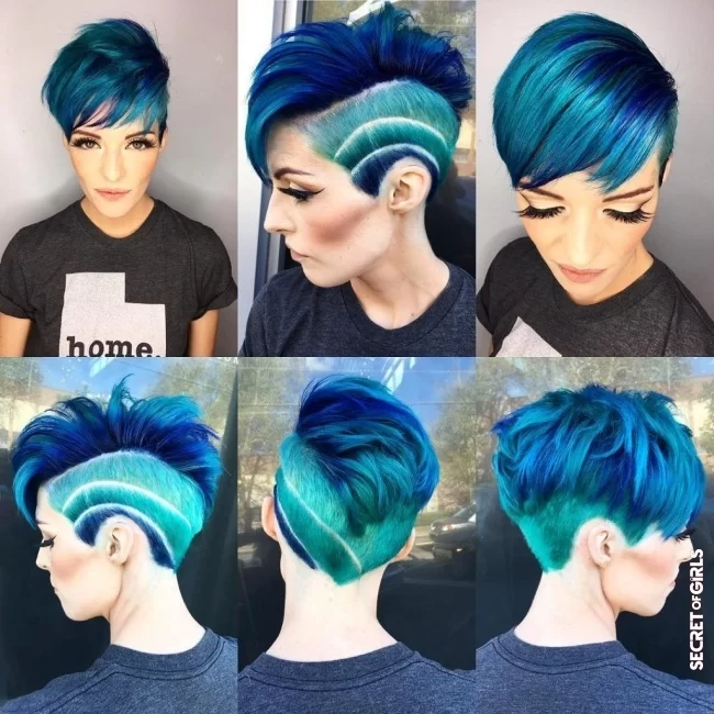 Shaved sides with ombre | Blue Ombre Hairstyles 2021