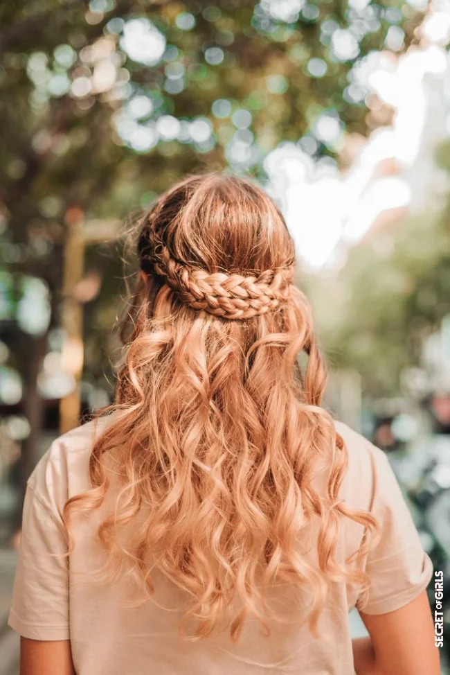 Half-open hair with a braid | 50 Stunning Hairstyles for Thick Hair