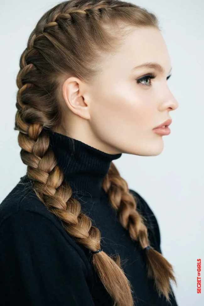 French braid in a double pack | 50 Stunning Hairstyles for Thick Hair