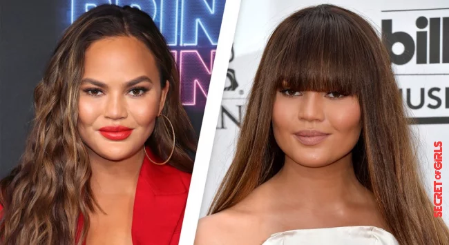 Chrissy Teigen with and without bangs | These Stars Look So Different With and Without Bangs!