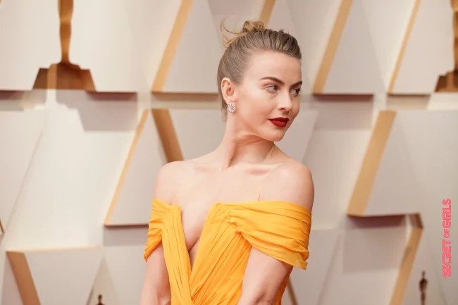 For her beauty look, Julianne Hough relies on simple eye make-up and a striking red lip, and a classic updo | Oscars 2023: These are The Best Beauty Looks on The Red Carpet