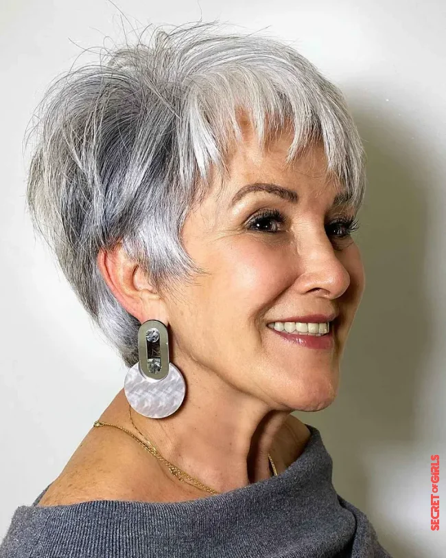 This is how the short hairstyle is styled | Pixie Cut For Gray Hair Is The Coolest Short Hairstyle 2022
