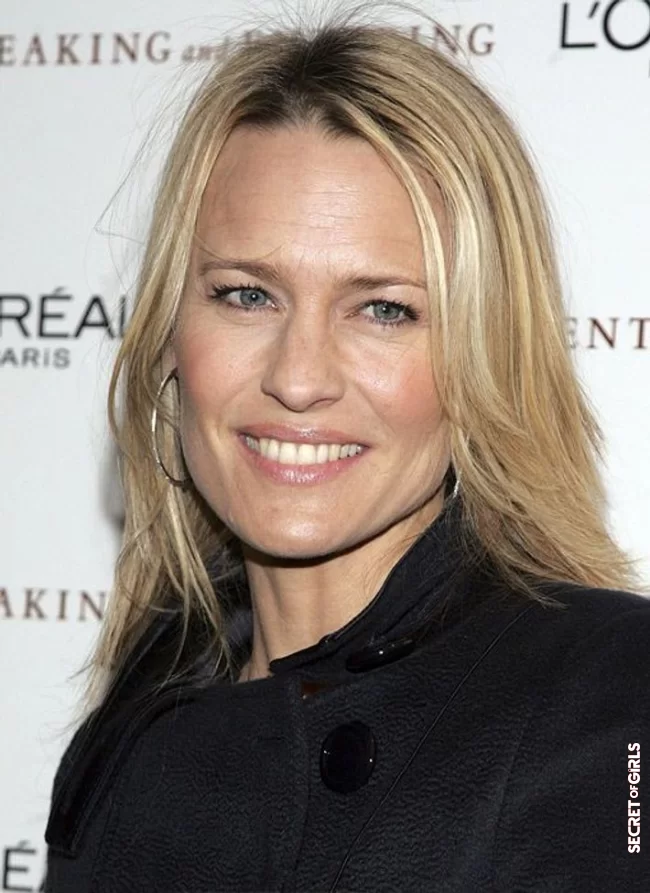 Robin Wright black hair | Before and after hairstyle for stars: How hair changes type?