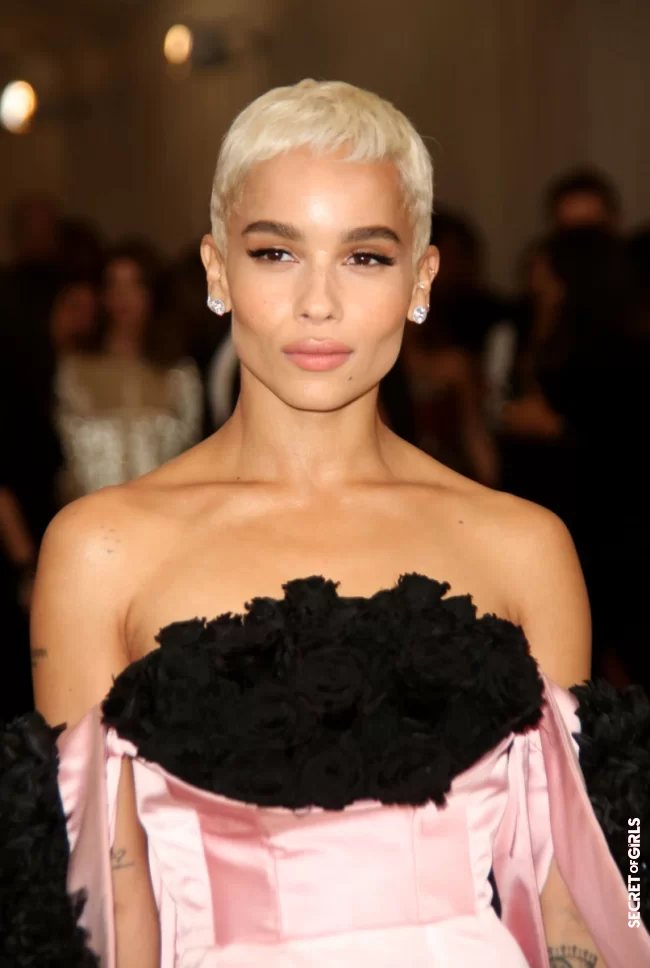 Platinum blonde in a pixie cut like Zoe Kravitz | What If We Dared To Go Platinum Blonde Hairstyles Like The Celebrities?