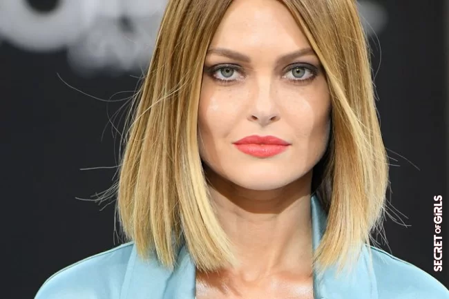 Caroline Receveur's long smooth blonde bob | Long smooth bob, the hairstyle trend that throws