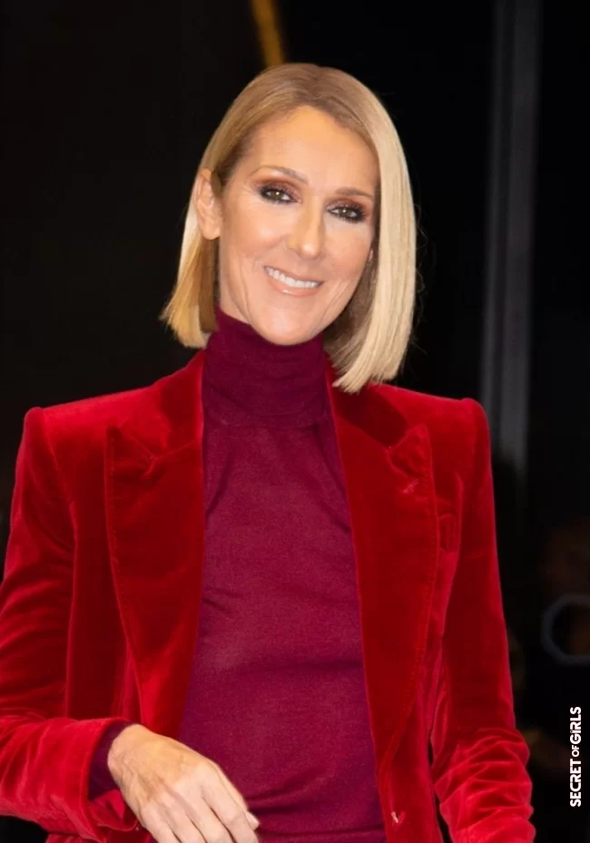 Celine Dion transformed since she sports this luminous blonde and this perfectly smooth bob | Most Beautiful Blonde Squares Of The Stars