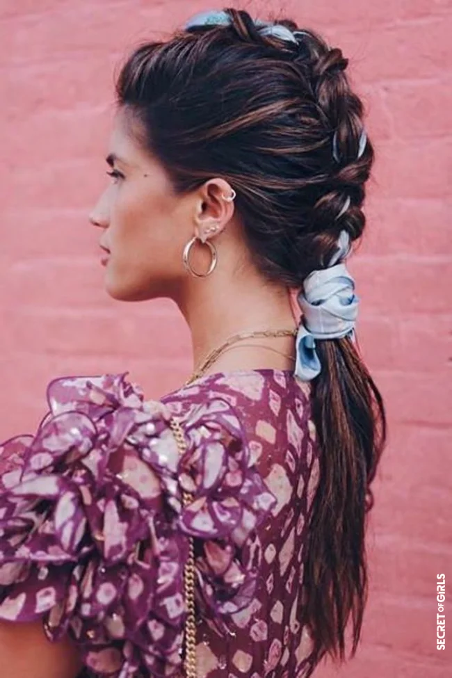Braid and scarf | 35 Back To School Hairstyles That Will Save Your Stressed Mornings