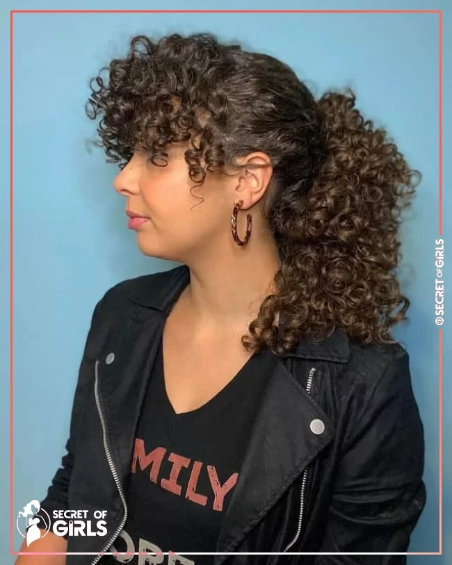 10. Curly Ponytail with Bangs | 60 Best Curly Hairstyles With Bangs to Try