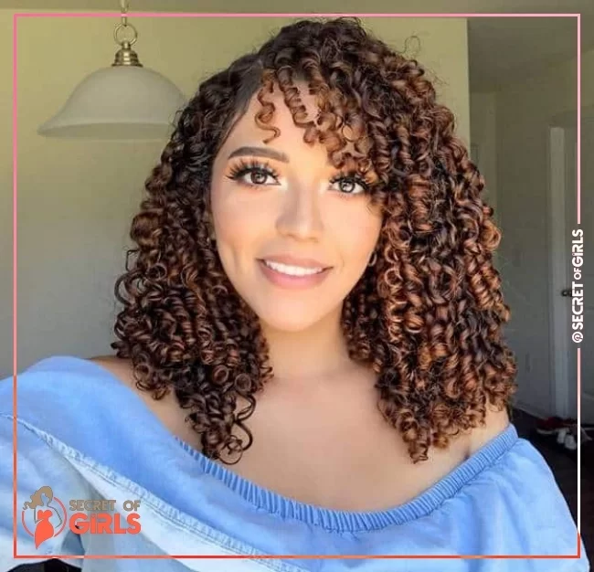 54. Smooth&nbsp;Curls with Side Part | 60 Best Curly Hairstyles With Bangs to Try