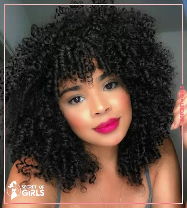 55. Spring Curls with Spring Bangs | 60 Best Curly Hairstyles With Bangs to Try