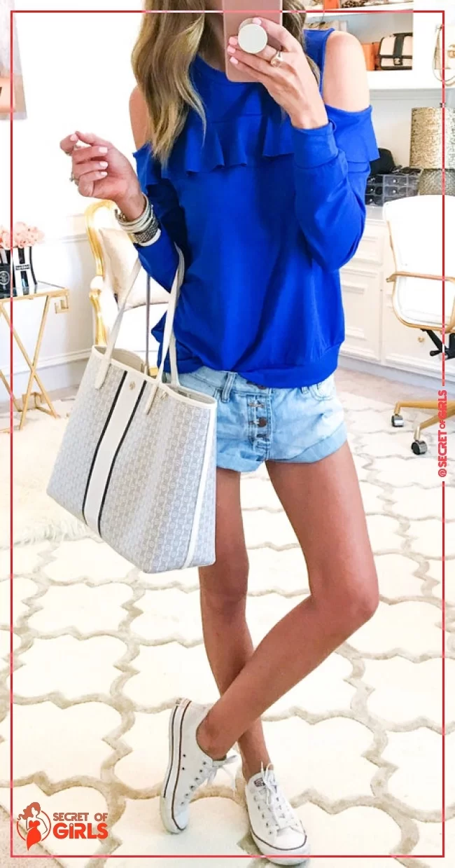 #9 Cold Shoulder, Ruffle Sweatshirt. Pic&nbsp; | 43 Lovely Summer Outfits for Every Occasion
