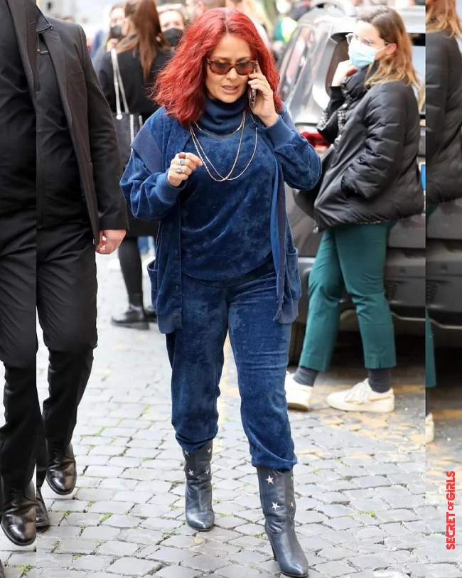 Big change! Salma Hayek wears bright red hair on the set of `House of Gucci` | Awesome Makeover! Salma Hayek Now Wears Bright Red Hair