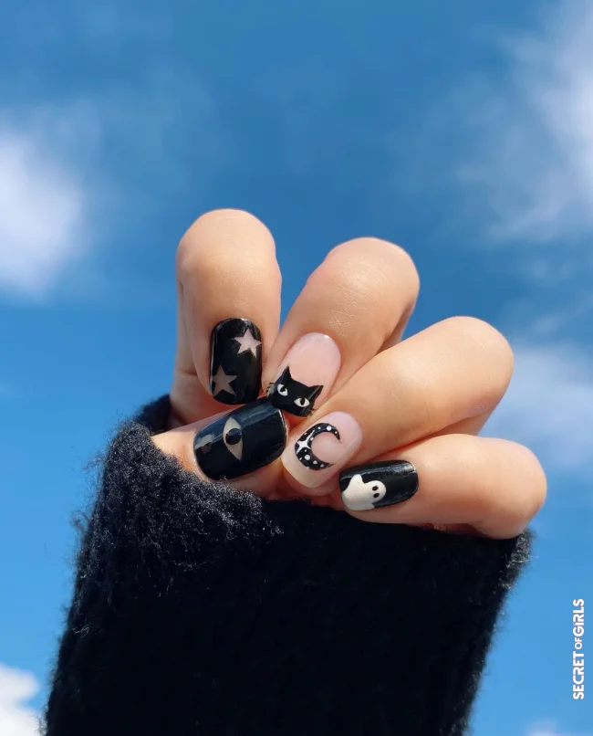 1. Halloween manicure: Scary motifs | Halloween Manicure: Black Nail Polish Is So Eerily Beautiful (And Versatile)