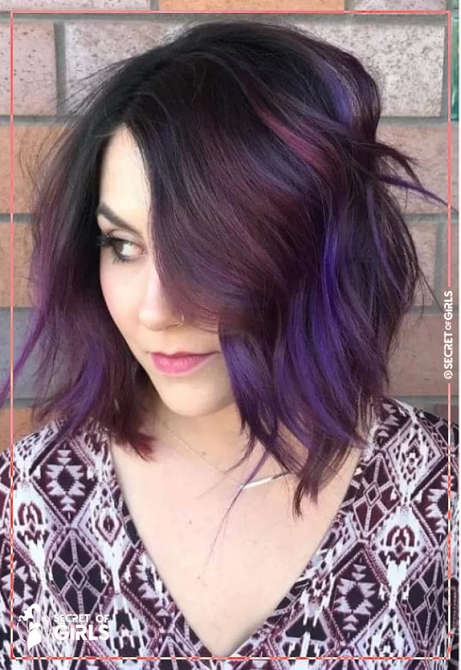 35.&nbsp;Purple Balayage | 40 Medium Bob Haircuts That Are Blowing Up In 2020