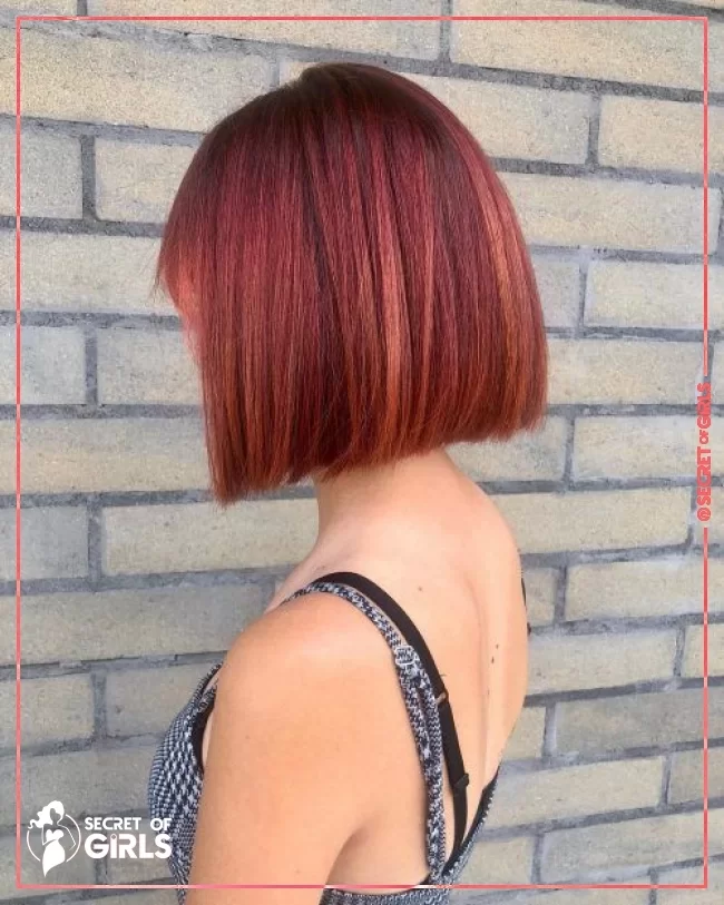 34. Red Blunt Bob | 40 Medium Bob Haircuts That Are Blowing Up In 2020