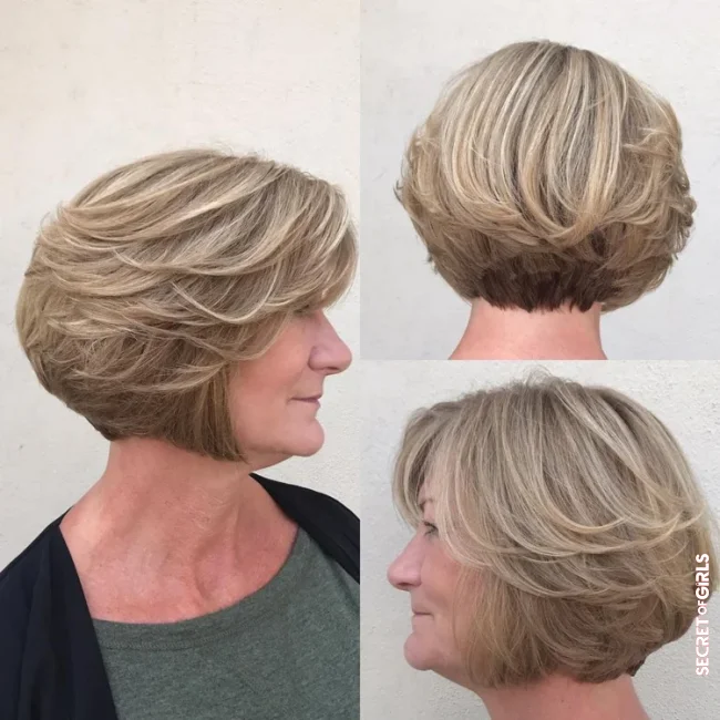 Layered feathered bob is perfect for women over 50 | Layered Bob Over 50: 6 Sassy Bob Hairstyles That Make Us Look Younger!