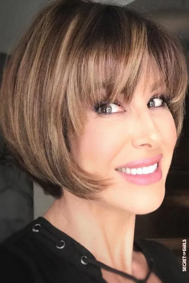 Layered bob hairstyle with bangs for women over 50 | Layered Bob With Bangs: Chic Variations on the Most Popular Hairstyle Trend of 2023