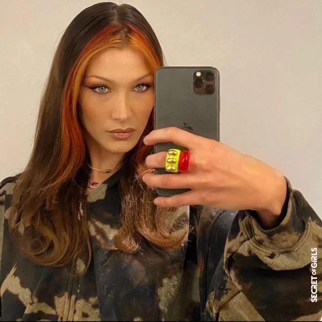Bella Hadid now wears orange-red chunky highlights | New trend hairstyle 2021: Bella Hadid is now wearing chunky highlights